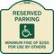 Signmission Reserved Parking Minimum Fine of $250 for Use by Others Heavy-Gauge Alum, 18" x 18", TG-1818-23064 A-DES-TG-1818-23064 - alternate 1